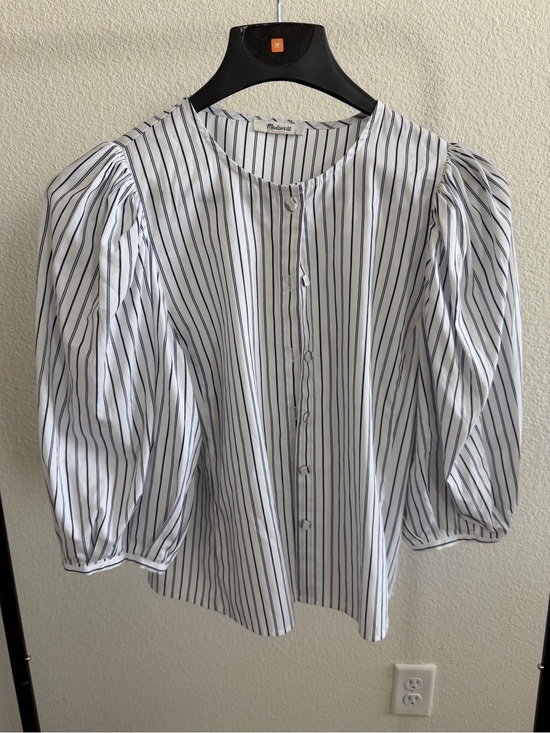 Madewell Tops - Madewell Striped Puff Sleeve Cotton Blouse Size 6